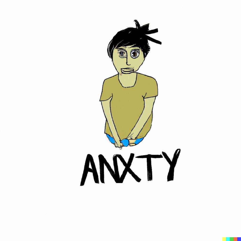 a representation of anxiety, cartoon, chibi